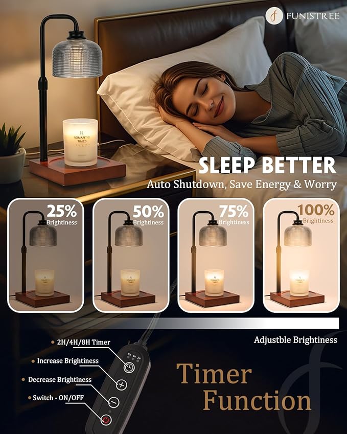 Candle Warmer Lamp with Timer Dimmable, Adjustable Height Candle Warmer, Birthday Gifts for Women Mom House Warming Gifts New Home, Wax Warmer for Jar Candles with 2 Bulbs