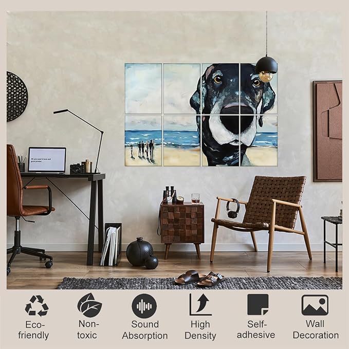 HONORIA 8 Pack Art Acoustic Panels 48X32Inches Sound Absorbing Panels,Self-adhesive Soundproof Wall Panels,Decorative Acoustical Wall Panels,Acoustic Treatment for Home Office&Recording Studio
