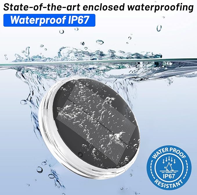 Pool Lights-2pcs,Solar Rechargeable Floating,Pool Lights That Float with Remote Control, Modes 9 Lighting Timing Mode IP67 Waterproof for Inground Pool, Bathroom, Bathtub, Pool Party