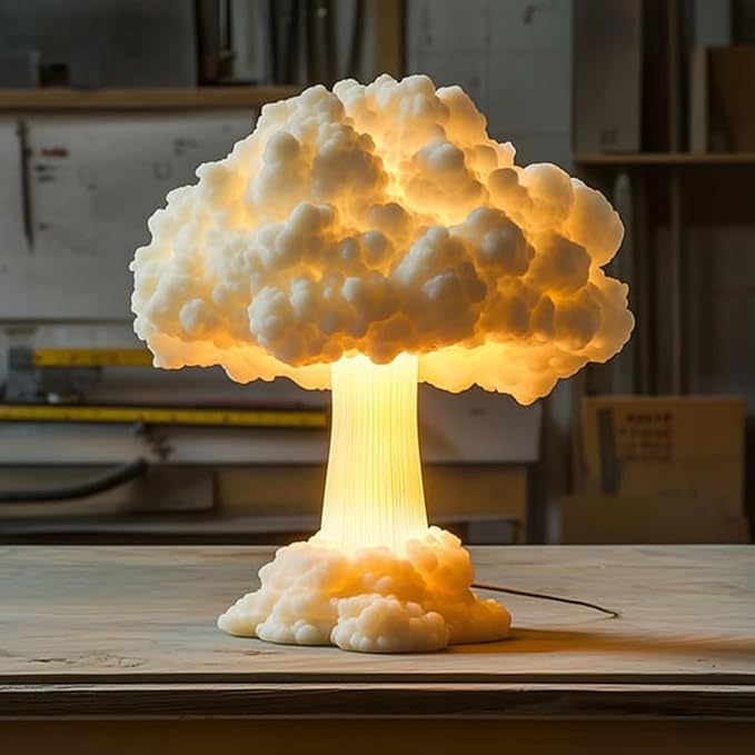 Table Lamp - 3D Printed Mushroom Nightlight, Aesthetic Ambient Lighting Decor with Sturdy Sculpted Shade Structure and Soft Glow Illumination Effect, Ideal for Bedroom Dorm Apartment Living Area and B