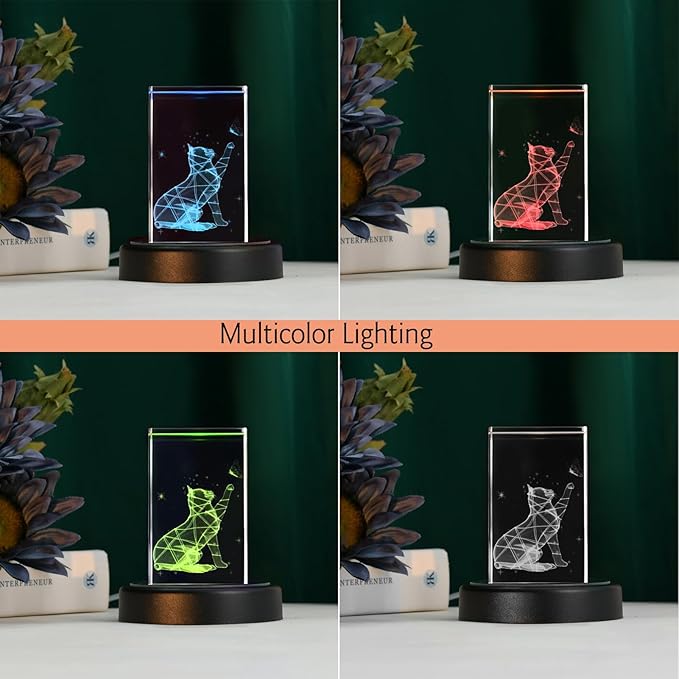 IFOLAINA LED Light Base Multicolor Round Display Stand for Crystal Art Lighted Base for 3D Glass Led Display Base Pedestal Plate Décor