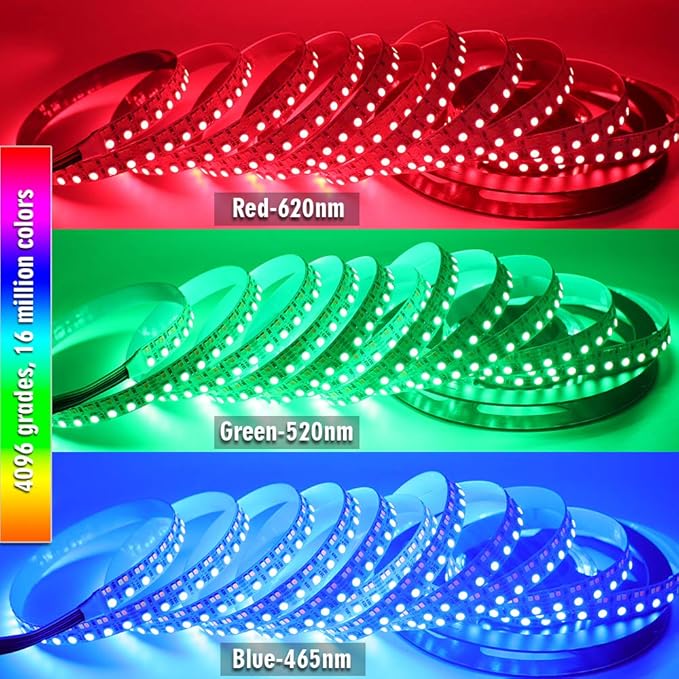 DC12V RGB CCT Color Changing LED Strip Light, 5050 RGB 2835 Warm White Daylight White Double Row Super Bright RGBWW Non-Waterproof Flexible LED Tape Light(DC12V 5meter/16.4ft)