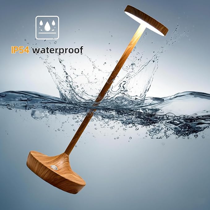 Cordless Table Lamp Rechargeable - 6000mAh LED Battery Operated Table Light - Portable Touch Dimmable Outdoor Waterproof Table Lamps for Patio Bar Restaurant Dining (Bamboo Pattern)