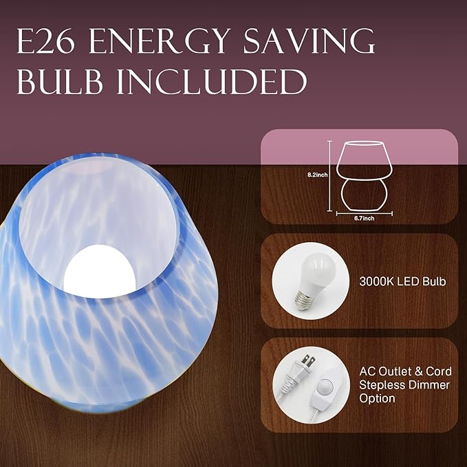 Mushroom Lamp Table Lamp for Bedroom,Desk Bedside Small Lamps for Living Room Night Stands,Mushroom Decor Cute Mini Modern Mid Century Lamps,Unique Aesthetic Home Living Room Decor(Ocean Blue)