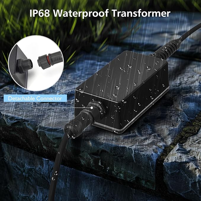 LyLmLe LED Pond Lights with APP Control, 6W SS316 Stainless Steel RGB Underwater Fountain Light with 12V Transformer, IP68 Waterproof Outdoor Underwater Lights for Pond Waterfall, Black Wire(6-Spots)