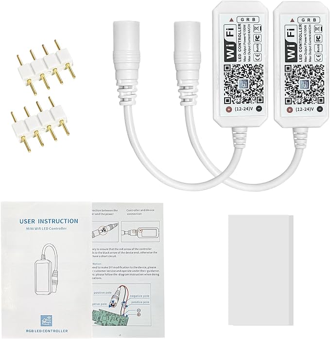 Aubric Smart WiFi LED Controller, RGB Led Strip Lights Wireless Controller, Compatible with Alexa & Google Home & IFTTT, Free Magic Home App via iOS or Android Smartphone (2 Pack)