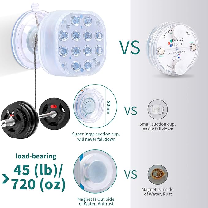 Homly Rechargeable LED Pool Lights for Inground Pool, Above Ground Pool Lights Waterproof Pool Underwater Lights Submersible Led Lights with 16 Colors, Remote, Huge Suction Cup, Magnetic, 4-Pack