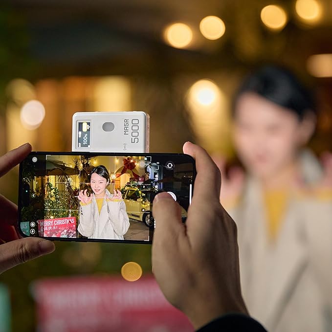 GODOX MA5R RBG Video Light, Magnetic Charging Full-Color Selfie Lighting Mini on Camera Lights, 14 FX Modes Supports Both NFC/Bluetooth Connectivity (White)