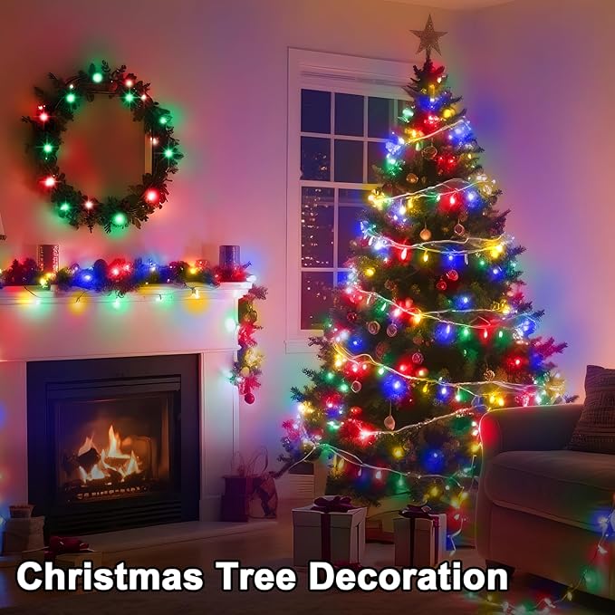 114 FT 350 LED String Lights Outdoor Indoor, Christams String Lights Waterproof 8 Modes & Timer, Fairy Lights Plug in for Bedroom, Weeding, Patio, Party, Holiday,Christmas Decor（Multicolor）