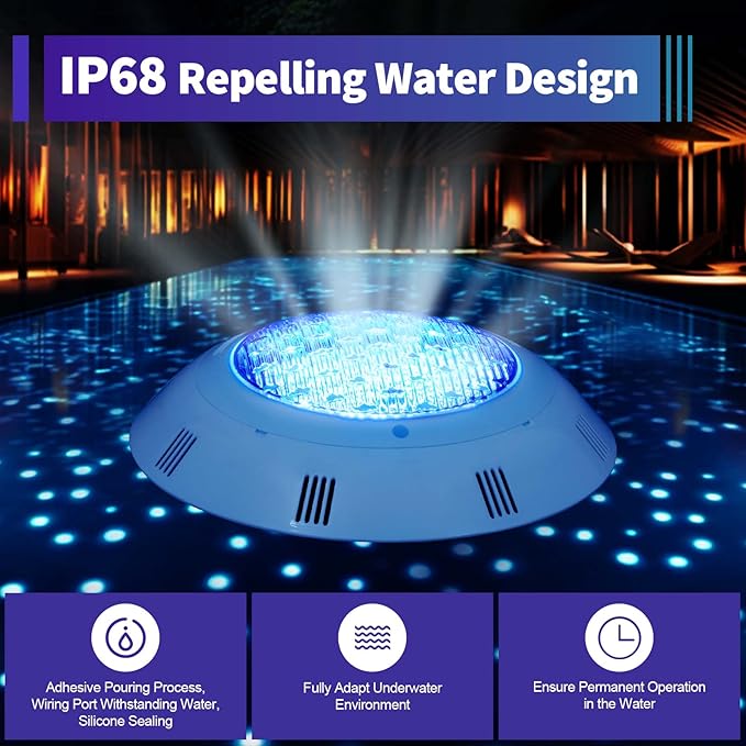 LED Pool Light, 12V 45W RGB 11 Color Changing Modes Underwater Pool Light for Inground Pool with Remote Control, E26 Replacement Bulb Pool Light Fixtures for Swimming Pools Aquariums Fountains Ponds
