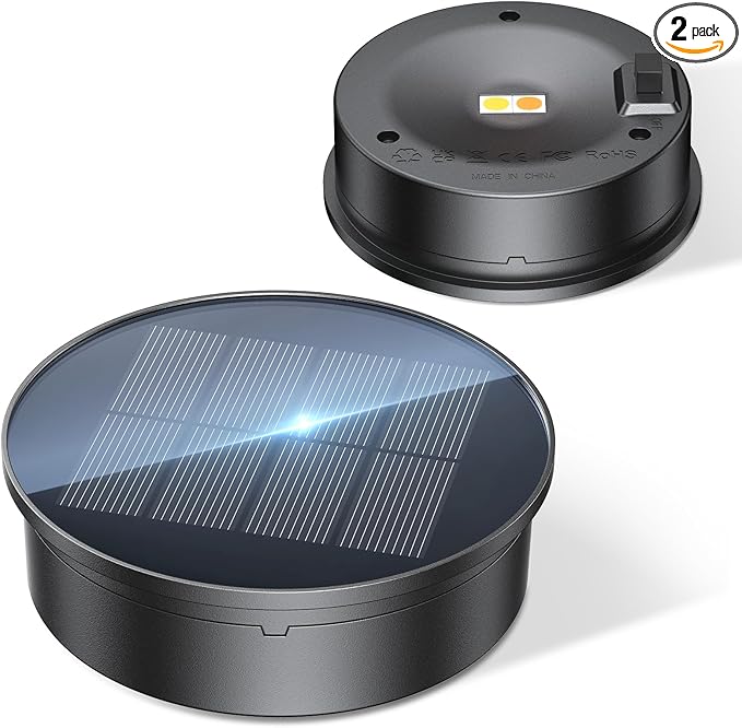 KOOPER Solar Light Replacement Top, 3.15 inch Replacement Solar Light Tops with Warm/White LED 2 Pack