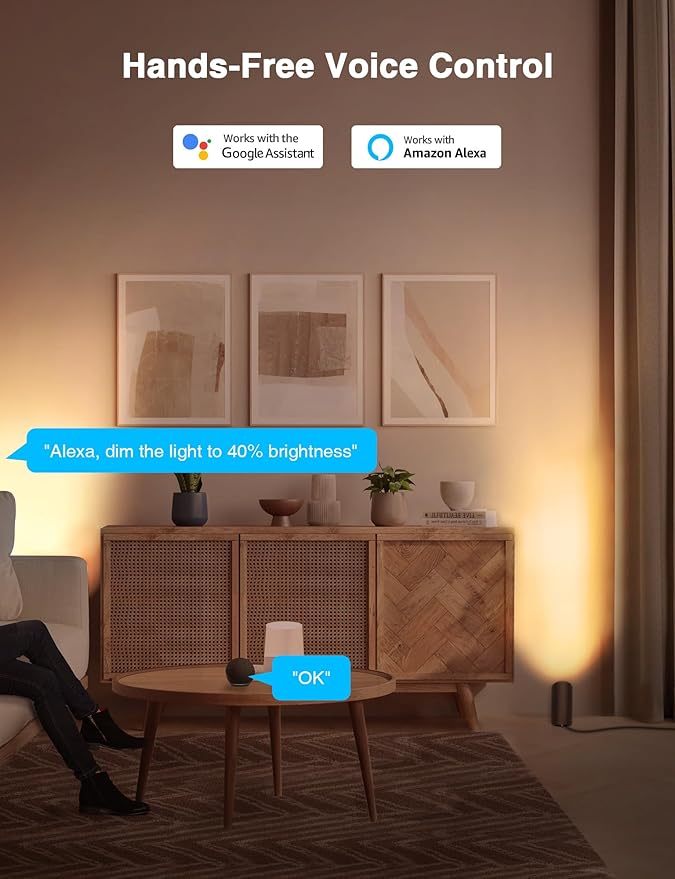 SUNVIE Smart Floor Can Light 5W RGBW Color Changing Up Lights Spotlight with Timer 2700K-6500K Uplighting Indoor Dimmable Uplights Indoor for Plant Corner, APP Control Alexa & Google Home, 2PCS