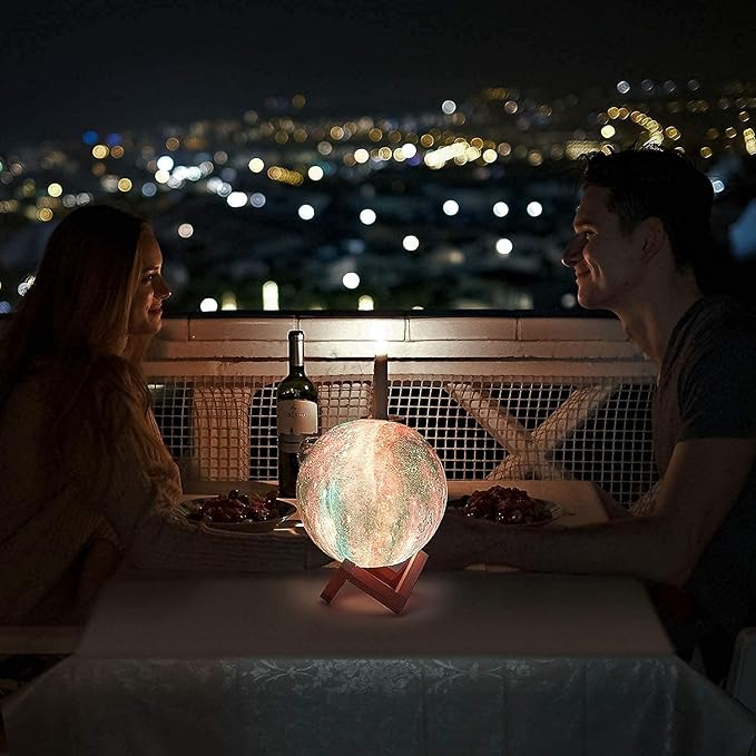 Moon Lamp, Night Light, 16 Colors LED Moon Light 7.0 inch 3D Printing Kids Light Lamp with Stand, Remote&Touch Control, USB Rechargeable, Gift for Kids Friends Parent Birthday Christmas New Year