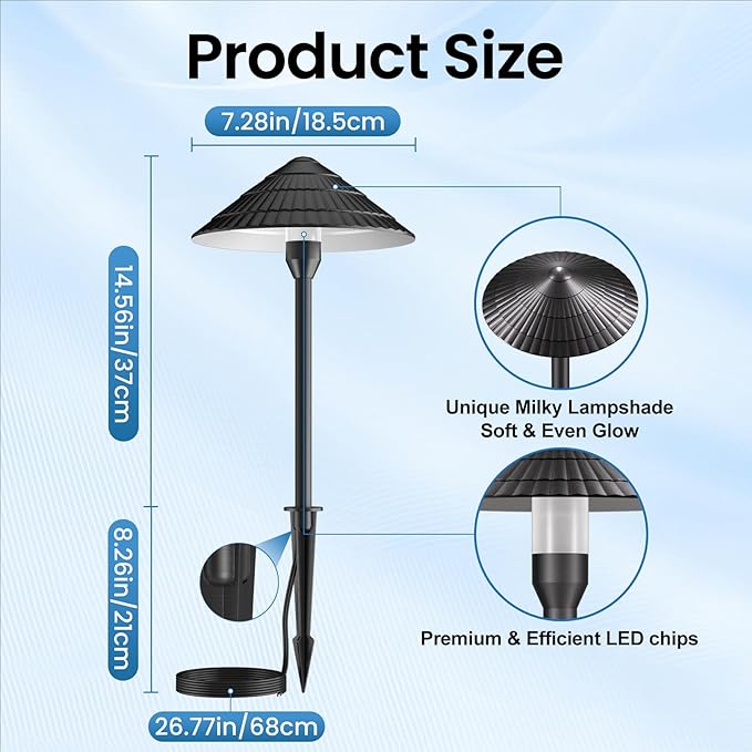 ZZXX All-in-One Low Voltage Landscape Lighting Kit 8-Pathway Lights with 96W Transformer, 5W Dusk to Dawn Outdoor Lighting, IP66 Waterproof LED Landscape Lights, Outdoor Lights 2700K for Yard Patio