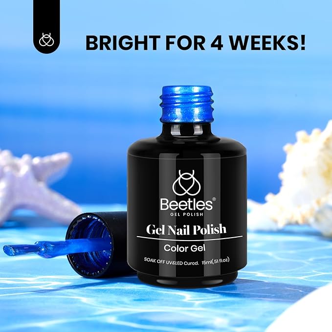 beetles Gel Polish Navy Blue Gel Nail Polish 0.51OZ Dark Blue Nail Art Manicure Salon DIY at Home UV LED Needed Gifts for Women Mystic Sea