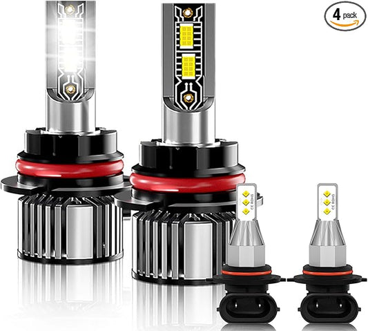 Compatible For Ford F250 F350 F450 F550 1999 2000 2001 2002 2003 2004 Fog light bulbs Combo Kits, Powersports Bulbs with Fan Direct Installation, Pack of 4