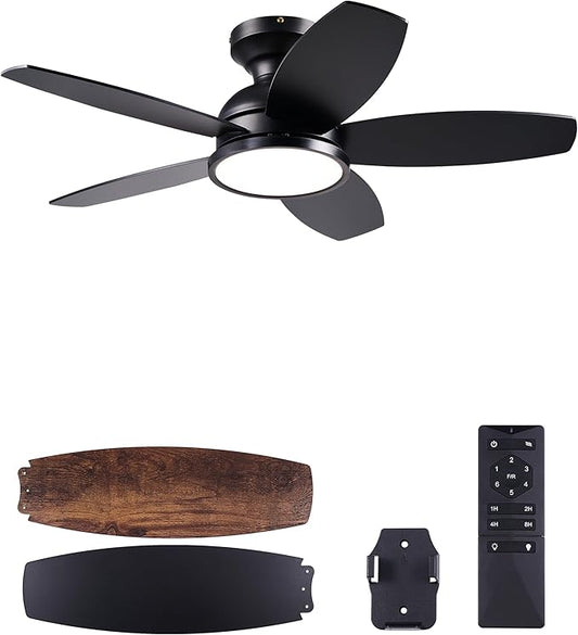 VONLUCE Ceiling Fans with Lights, 36 Inch Ceiling Fan and Remote, Full-spectrum LED Light, 3CCT, 6-Speeds Noiseless Reversible DC Motor, Modern Ceiling Fan for Bedroom Living Room Farmhouse, Black