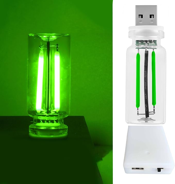 Touch Control Portable Retro Car Bulb, Battery & USB Plug in Interior Mood Lamp, No Pole Dimmable Indoor Decorative Mini Neon Night Lights for Bedroom, Camping, Holiday, Vehicle, SUV (Green, 1Pack)