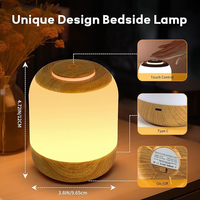 2 Pack Eye Caring Soft Night Light, Touch night light for Baby, Kids and Adults, Small Cute Bedside Lamp, 3 Colors, Dimmable, USB Rechargeable Warm Night Light for Bedrooms, Baby Nursery and Sleep Aid