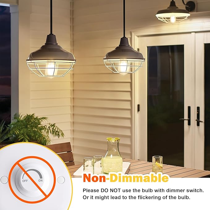 Vintage Edison Bulbs 60W Equivalent 850LM, 6W LED Light Bulb Soft White 3000K, ST58 Filament Lighting E26 Base, Non-Dimmable, Pack of 6