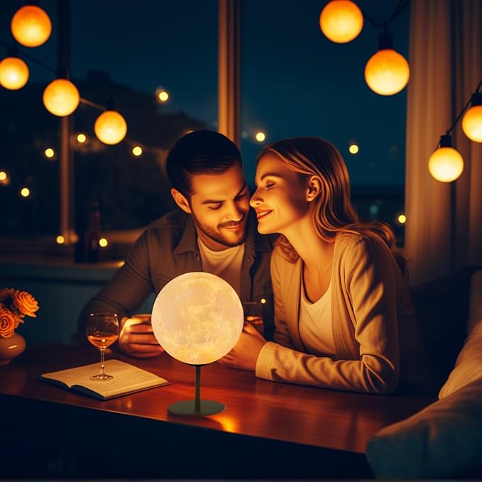 Moon Lamp Bedside Table Lamp for Bedroom, Dimmable Moon LED Night Light with 30 Modes, Desk Lamp Nightstand Lamp for Living Room, Office, Dorm, Kids Room, Birthday Gifts for Kids, Boys, Girls, Teens