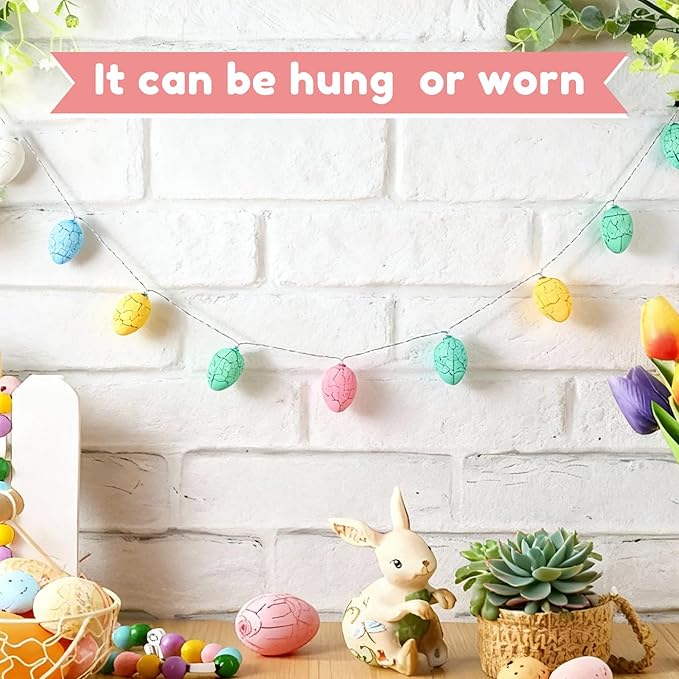 9.94ft Easter Egg String Lights, 20 LED Battery Operated Easter Decorations, Steady On & Flash Modes Plastic Fairy Lights for Indoor Outdoor Home Holiday Decor