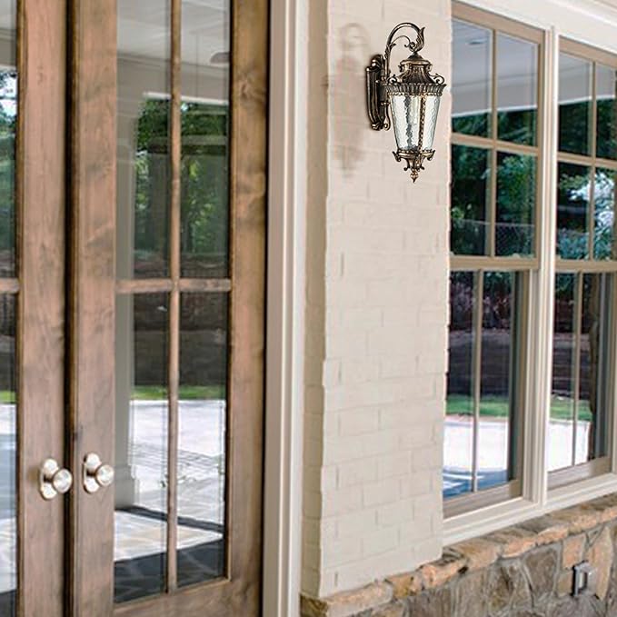 SAMTEEN Bronze Outdoor Light Fixtures Wall Mount 21 Inches Water Glass Exterior Wall Sconce Waterproof Aluminium Wall Lantern Sconce Outside Porch Lights for House Yard Front Door