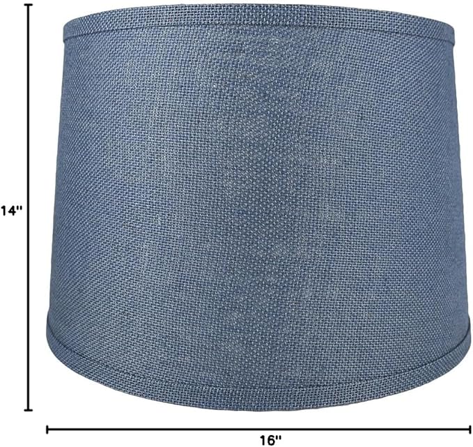 Urbanest French Drum Burlap Lampshade, 14-inch by 16-inch by 11-inch, Denim Blue