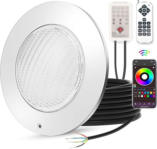 Pool Lights for Inground Pool, 54W 10 Inch Large LED Multicolor Inground Pools LED Light with 100 Foot Cord for Wet Niche, APP & Remote Control