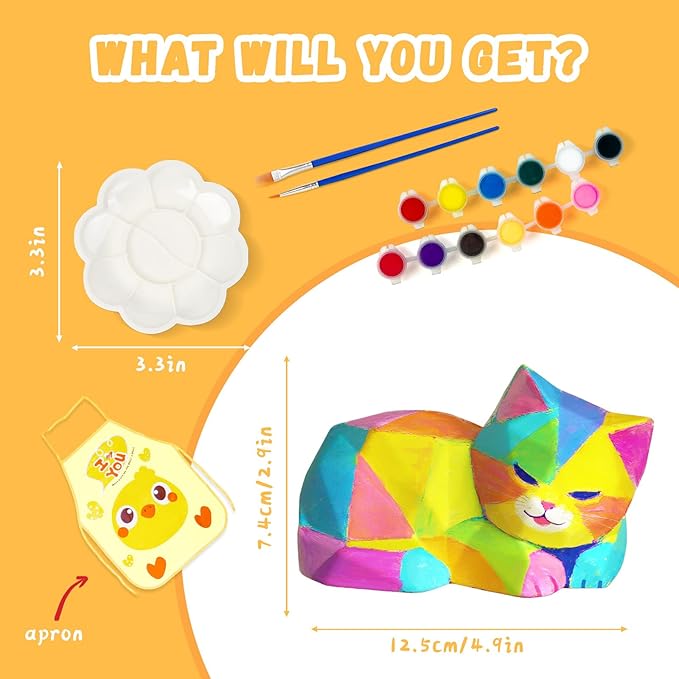 Paint Your Own Cat Lamp Kit, Arts and Crafts for Kids Ages 8-12, Arts and Crafts for Kids 4-6, DIY Lying Cat Night Light Gifts for Girls, Art Supplies for Teens Girls Boys Birthday Ages 3 4 5 6 7 8 9+