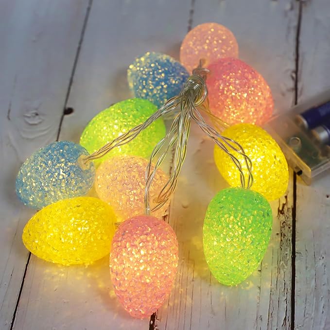 Curyidy Easter String Lights Decorations Pastel Lights, 10 LED Easter Egg String Lights with Battery Operated Fairy Lights for Home, Banister, Christmas Tree, Fireplace, Spring Decor-5 Colors