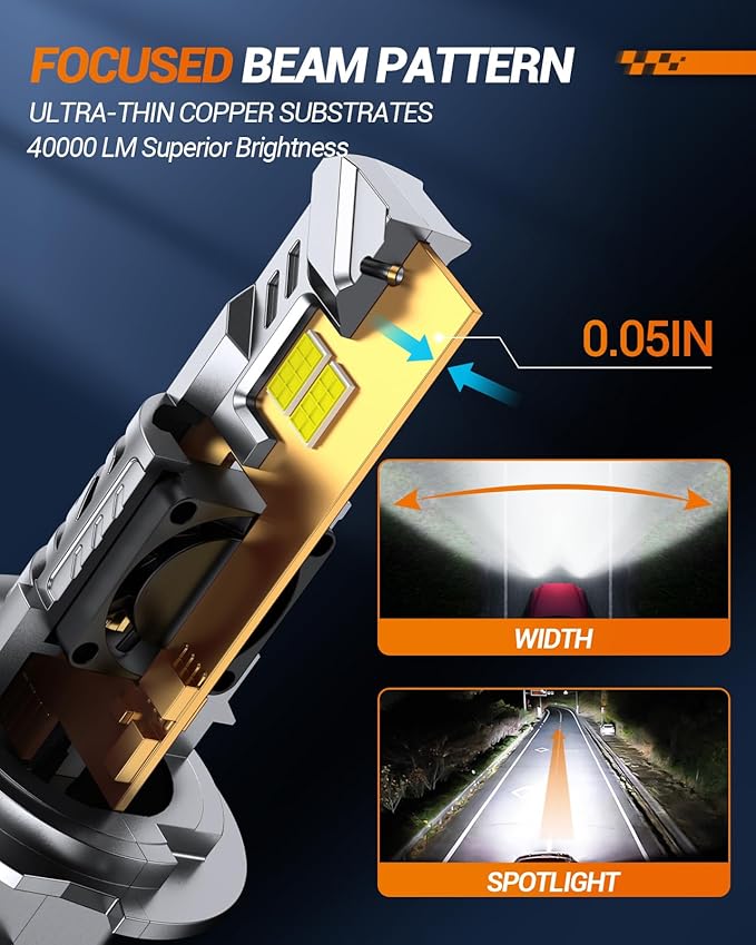SEALIGHT S2S HB5/9007 Light Bulbs, 40000LM Super Brighter, 6500K Pure White 9007 Fog Bulbs, 60K+ Hours Lifespan, 2-Pack for Powersports/ATV Lamps