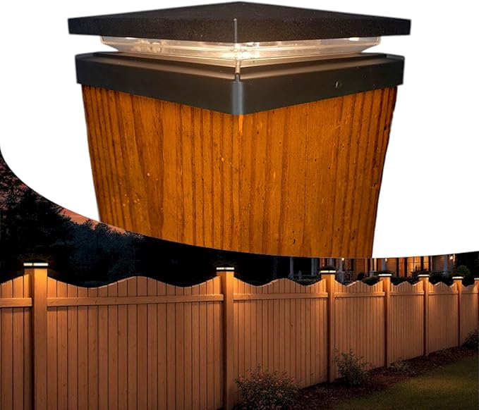 DekLights® DIY Line LED Lighted Post Cap for 6x6 Wood Posts (True 5.5"x5.5"). Our 12volt Low Voltage with Replaceable LED Bulb. for Your 6x6 Fence Posts (Black Cap 3000k Bulb)