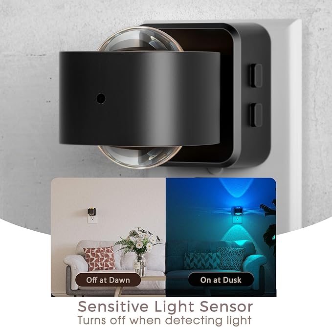 Briignite Night Light Projector, RGB Color Changing Night Light for Kids, 180° Rotating Night Lights Plug into Wall, Dusk to Dawn Sensor, RGB Ambient Lighting for Gaming Room Bathroom Gifts