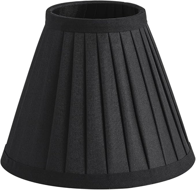 6 Pack Black Silk Pleated Chandelier Shades, 3" Top x 6" Bottom x 5" High, 3x6x5 Inch Clip On E12 Bulb, Pendant Light Wall Sconce Lamp Shades, Silk-Pleat Handmade Barrel Lampshade Covers(Small Size)