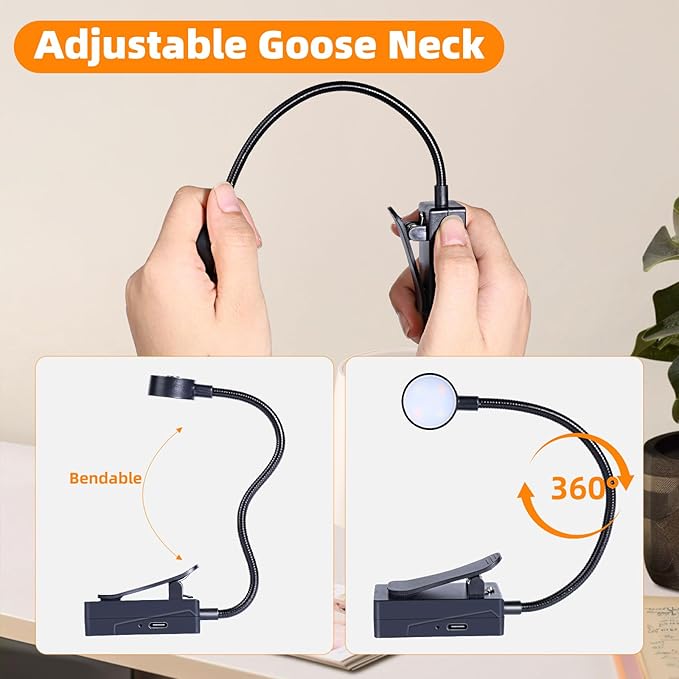 KunHe 15 Pack Rechargeable Book Light Bulk Clip-On Reading Lights for Books in Bed Long-Lasting 3 Modes & 3 Brightness Levels Compact USB Charging Mini Booklights for Kids Book Lovers Bulk Gifts