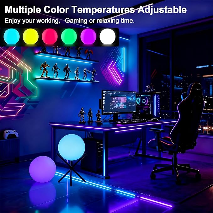 Lightdot 12-Inch RGB+CW Smart Globe Floor Lamp, Corner LED Ball Light with Remote Control, 10W 2700K-6500K Multiple Color Changing, Waterproof Glowing Orb Light for Indoor Outdoor Lighting Decors