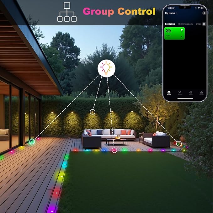FVTLED Recessed LED Deck Lights Kit, Φ1.77 Low Voltage WiFi Pixel RGBW+IC Deck Lighting Work with Alexa/Google Home, IP67 Waterproof Outdoor Step Lights DC12V for Garden,Steps,Stair(6 Pack, Black)