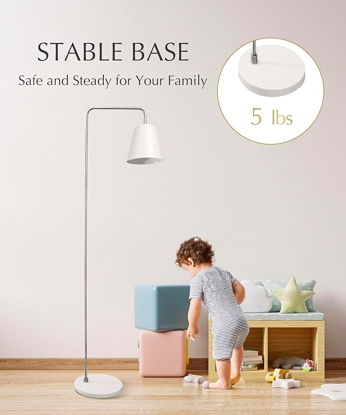 HarvestLand Steady Brushed Nickel Floor Reading lamp – Adjustable Standing Lamp with Solid Base, Stand up Lamps for Living Room, White Reading Light Standing lamp for Over Chair Use