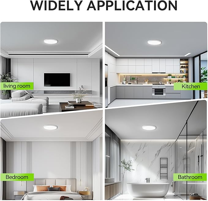 MODERN 4-Pack Super Thin 9inch 2800lm Flush Mount LED Ceiling Light White, 5000K Daylight, Ceiling Light Surface Mount for Bedroom, Living Room, Dining Room, Garage, Office