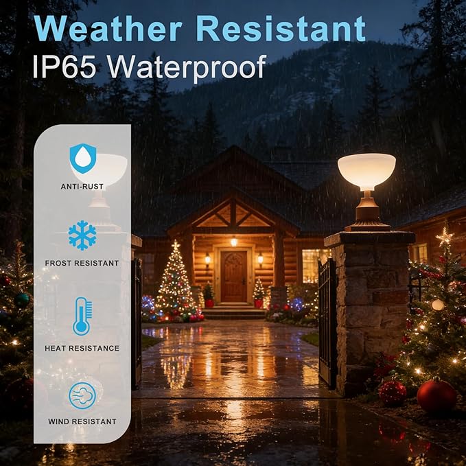 Lightdot Solar Lamp Post Lights 3000K Dusk to Dawn Solar Post Lights with Pier Mount Base, Wireless Waterproof Outdoor Post Lantern, Aluminum Housing for Garden Yard Pole Pillar-2 Pack
