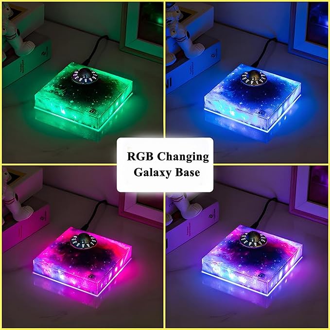 Levitating UFO Lamp with Floating RGB Galaxy Light – 360 Degree Automatic Rotating LED Desk Decor for Room & Office, Cool Gadget with Color Changing Effects