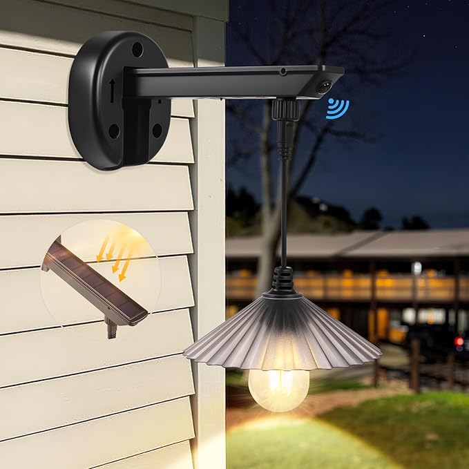 Solar Barn Lights Outdoor, Dusk to Dawn Outdoor Wall Sconces, 3 Lighting Modes with Motion Sensor, Waterproof Farmhouse Wall Mount exterior wall light for Porch, Garage, Patio (1 Pack, Smoky Gray)