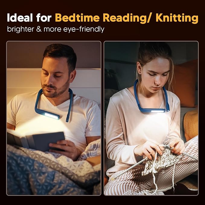 LED Neck Reading Light and Crafting Lamp with Blue Storage Case, Ideal for Book Lovers, Readers, Crafters and Outdoor Enthusiasts, Perfect for Reading, Sewing, Camping, Crocheting, Walking at Night