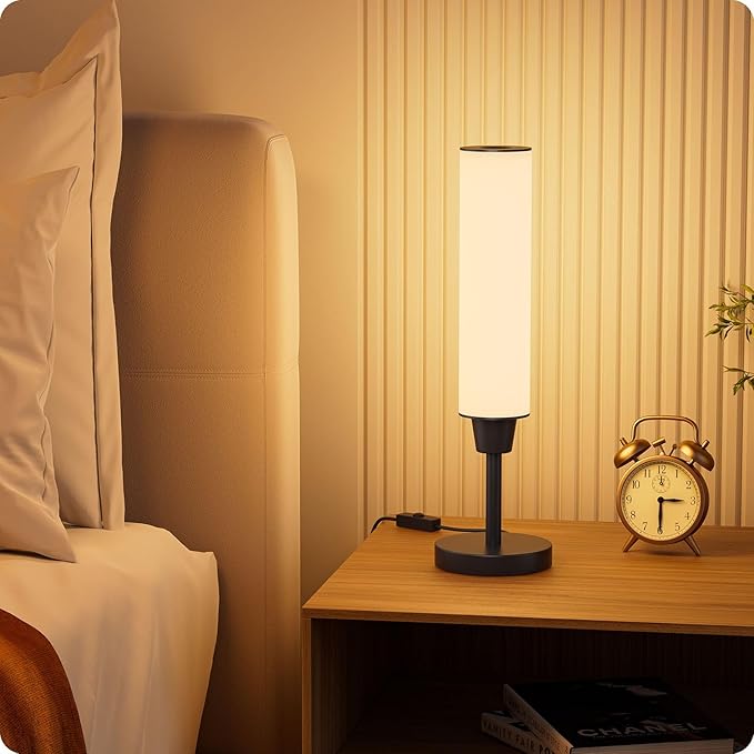 Table Lamp with Remote，Bedside Lamps for Night Stands, Nightstand Lamp with Adjustable Brightness (10%-100%) and Color Temperature (3000k-6000k),Small Lamp for Bedroom Living Room Office (black)