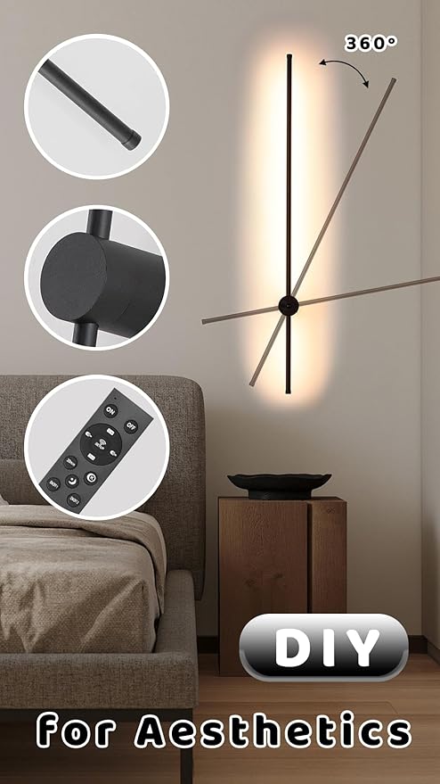 BLUEYE 39-Inch Battery Operated Wall Sconce Set of Two,Remote Control,3CCT,Aluminum,60W Equivalent Rechargeable Picture Light,Aesthetic Decor,For Living room,Hallway,Bedroom,Non-Hardwired/Power outage