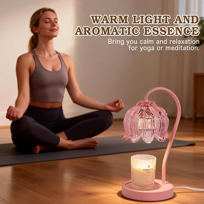 Pink Candle Warmer Lamp with Timer Dimmable,Lily of The Valley Candle Lamp Warmer, Valentines Day Birthday Gift Idea for Women Her Mom Who Have Everything, Wax Warmer for Jar Candles