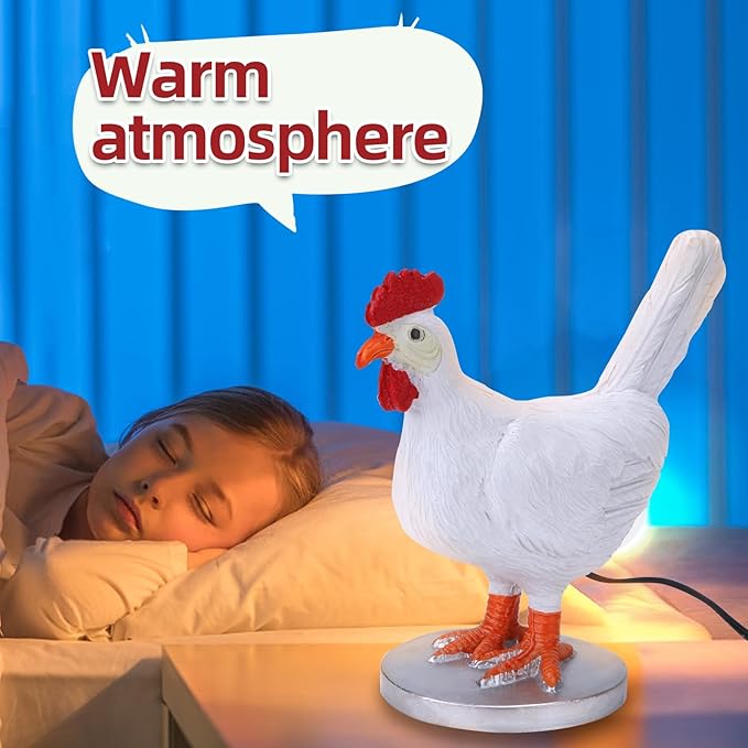 Chicken Egg LED Night Light, Lifelike Resin Chicken Table Lamp with USB, Warm Light Easter Christmas Birthday Gift