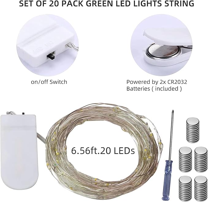 20 Pack Multi Color Led Fairy Lights Battery Operated String Lights Waterproof Silver Wire 7 Feet 20 Led Firefly Starry Moon Lights for DIY Wedding Party Bedroom Patio Christmas Mason Jar Easter Decor