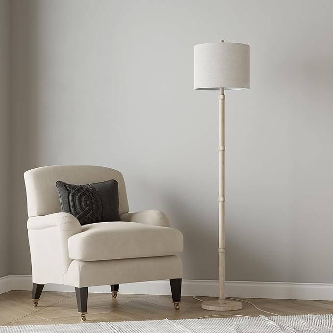 BOBOMOMO Retro Farmhouse Floor Lamp Rotary Switch, 62" Resin Vintage Floor Lamp, Rustic Tall Floor Lamps for Living Room, Corner, Bedroom, Office(Without Bulb)